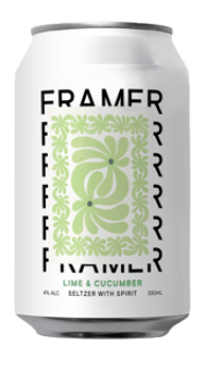 Framer Brewed Hard Seltzer - Lime & Cucumber Seltzer / 330mL / Cans