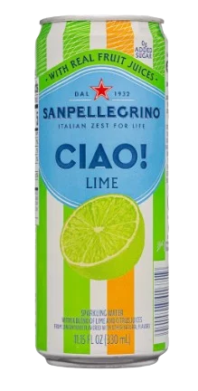 San Pellegrino Sparkling Natural Mineral Water / Ciao! Lime / 330mL / Cans