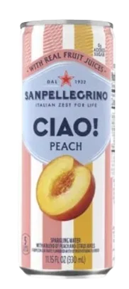 San Pellegrino Sparkling Natural Mineral Water / Ciao! Peach / 330mL / Cans