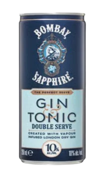Bombay Sapphire Gin & Tonic Double Serve / 250mL / Cans